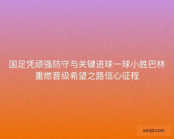 国足凭顽强防守与关键进球一球小胜巴林重燃晋级希望之路信心征程
